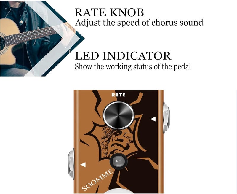 SOOMME Analog Chorus Guitar Effect Pedal for Electric Guitar with High Warm And Clear Sound Mini Size True Bypass - Image 2
